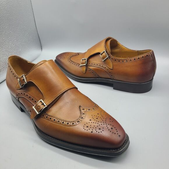 Magnanni  mens shoes Yuma Wingtip Double Strap Monk Brogue Brown  US 11/ 44 NEW main image 4